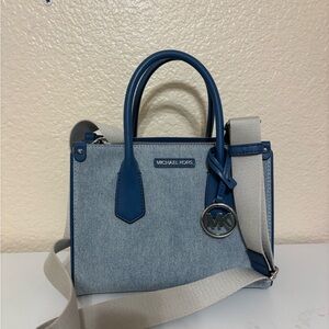 Michael Kors Denim Blue and Gray Satchel